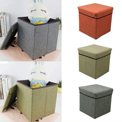 Living Room Cube Shape Sitting Stool with Storage Box.