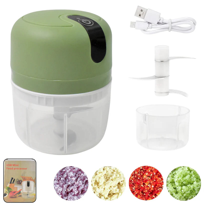 Wireless USB Rechargeable Mini Electric Garlic Machine / Chopper 3 Blades (300Ml)