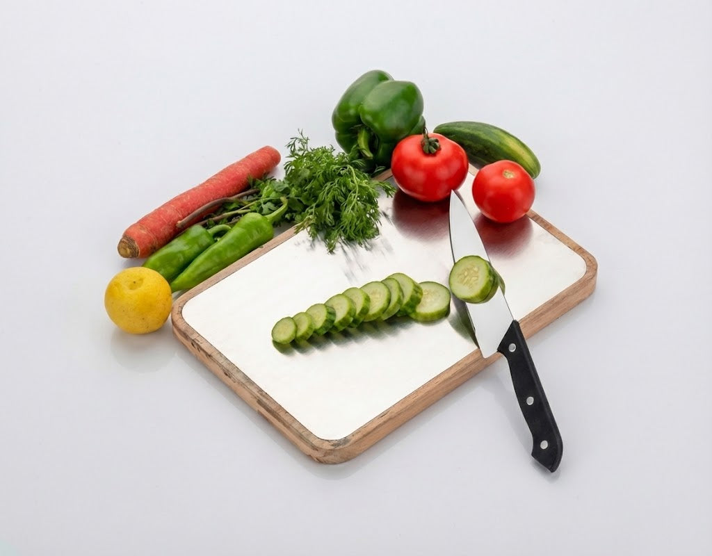 Premium Stainless Steel + Wood  Kitchen Chopping Board