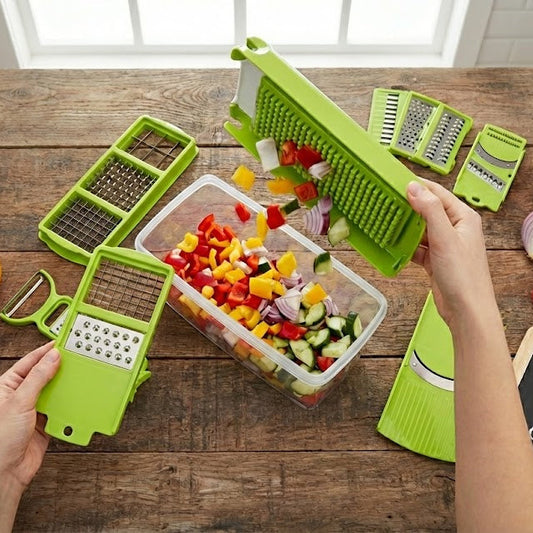 Plastic 12-in-1 Manual Vegetable Grater,Chipser and Slicer