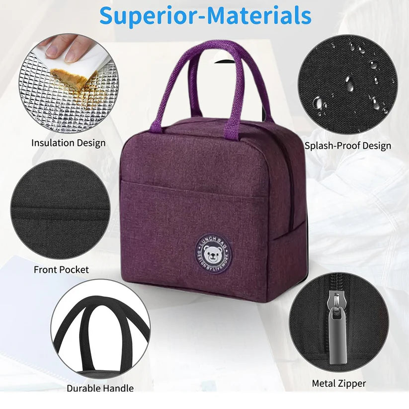 Lunch Box Bag for Women Men Insulated Lunch Bag With Zipper (1 Pc)