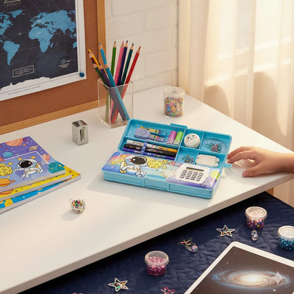 Magnetic Geometry Box - Double-Sided Pencil Case with Calculator for Students