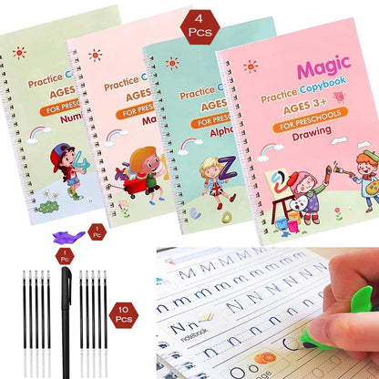 4 Pc Magic Copybook widely used by kids, children’s and even adults also to write down important things over it while emergencies etc.