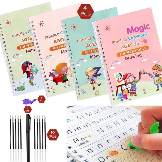 4 Pc Magic Copybook widely used by kids, children’s and even adults also to write down important things over it while emergencies etc.