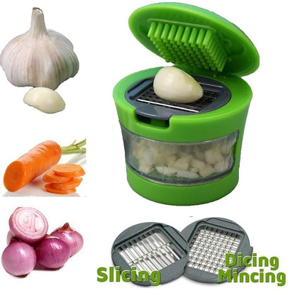 Garlic Cutter/Chopper/Crusher for Kitchen (Green, 1 Pc)