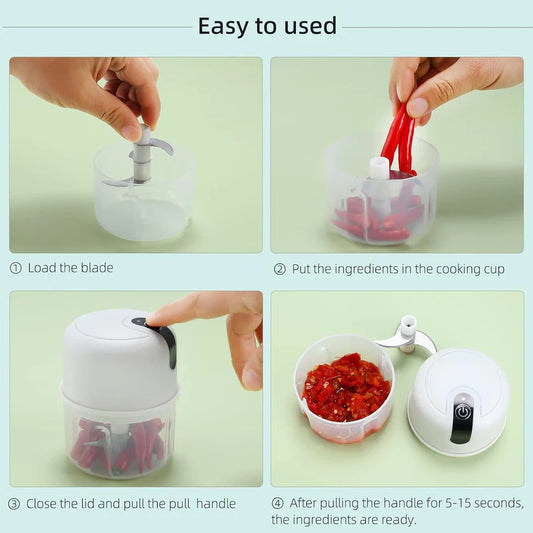 Wireless USB Rechargeable Mini Electric Garlic Machine / Chopper 3 Blades (300Ml)