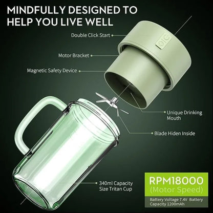 Portable Crusher Juicer With Handle & Straw, USB Rechargeable Multi Blades (420 ML)